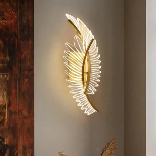 applique murale led nordique en laiton avec ailes d'ange.