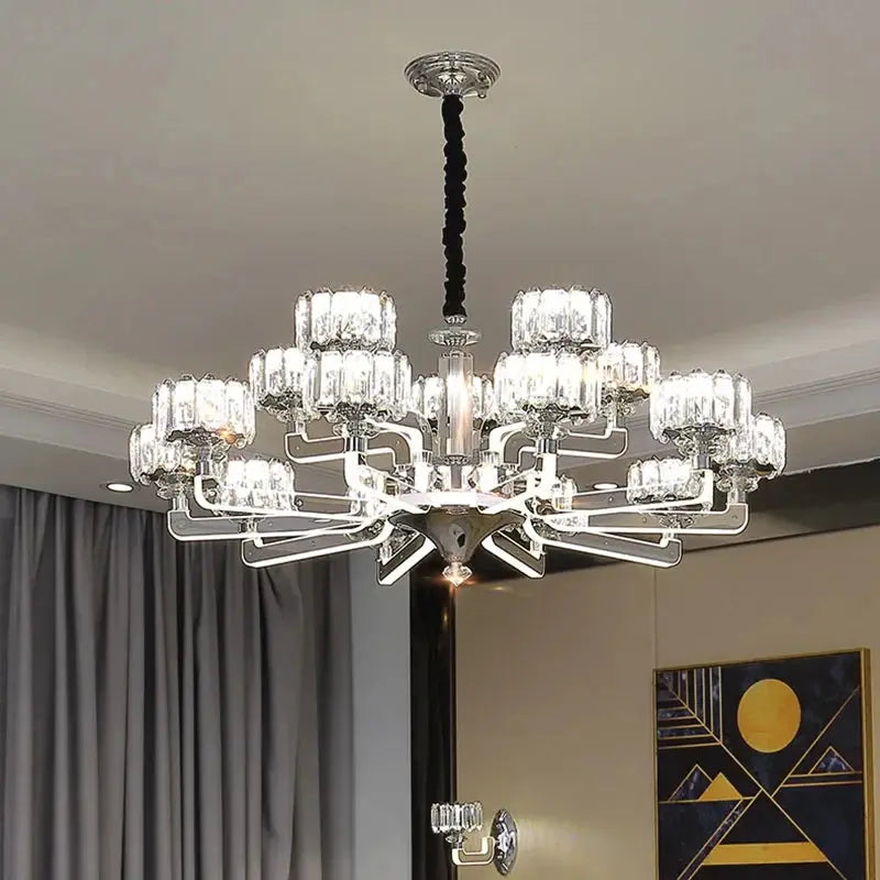 lustre en cristal moderne luxe pour décoration intérieure élégante.