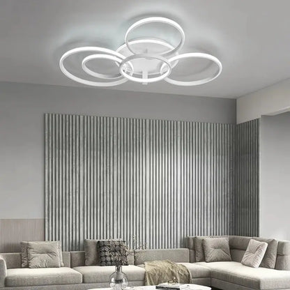 Lustre Moderne 5 Anneaux LED en Aluminium.