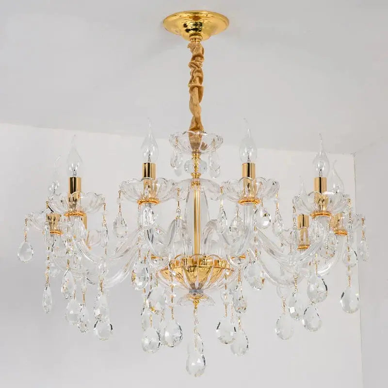 lustre en cristal transparent européen pour un éclairage luxueux.