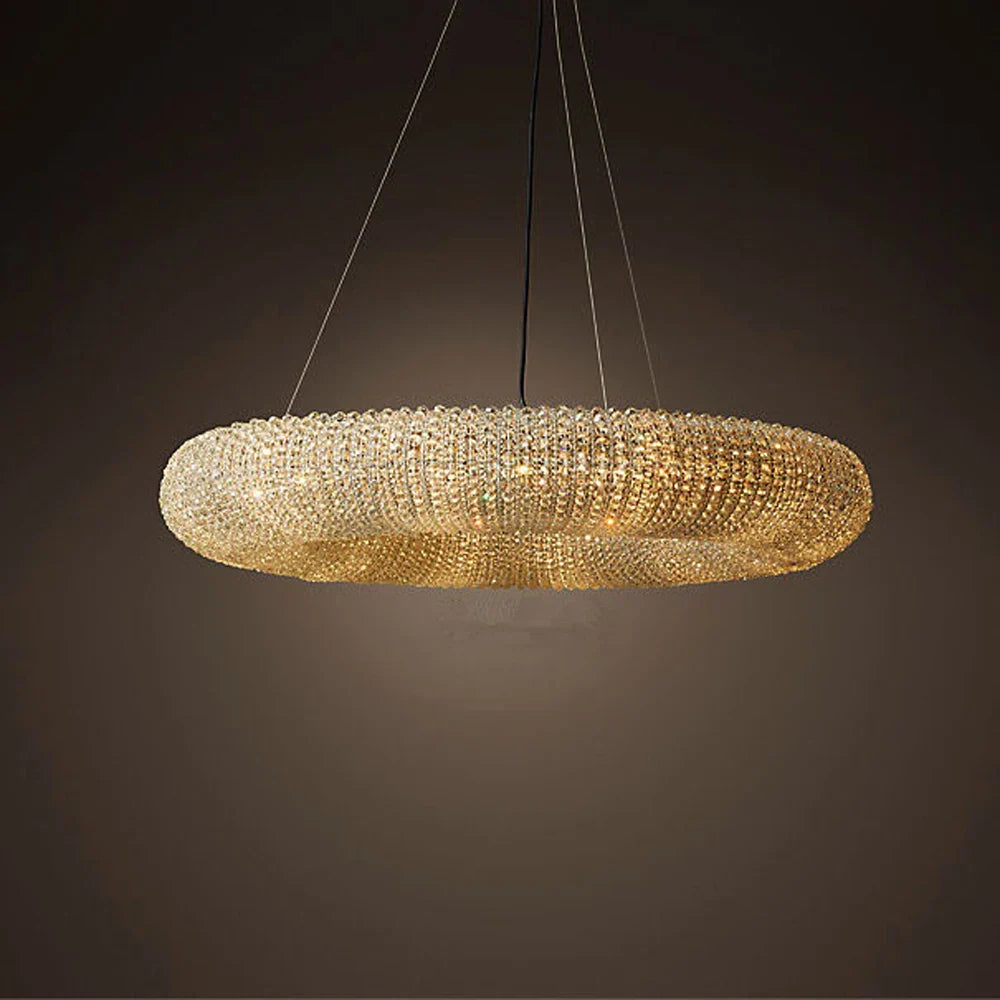 suspension vintage en cristal avec lumière led élégante.