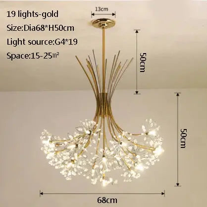 suspension en cristal de pissenlit pour ambiance moderne.