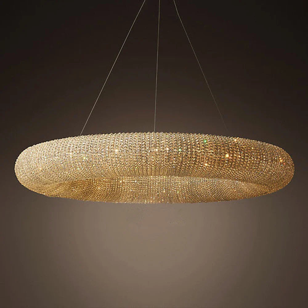 suspension vintage en cristal avec lumière led élégante.