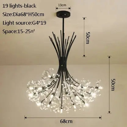 suspension en cristal de pissenlit pour ambiance moderne.