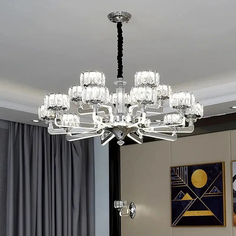 lustre en cristal moderne luxe pour décoration intérieure élégante.