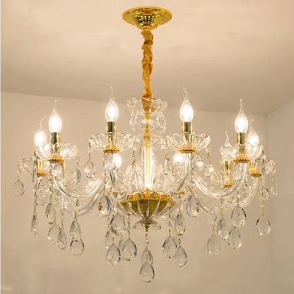 lustre en cristal transparent européen pour un éclairage luxueux.