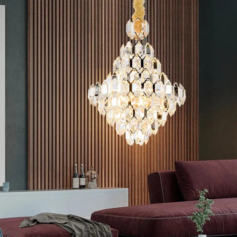 lustre moderne en cristal design avec éclairage led.