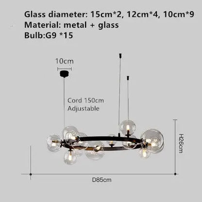 lustre en métal avec boule en verre pour décoration intérieure Rayonnia  Luminaire Rayonnia