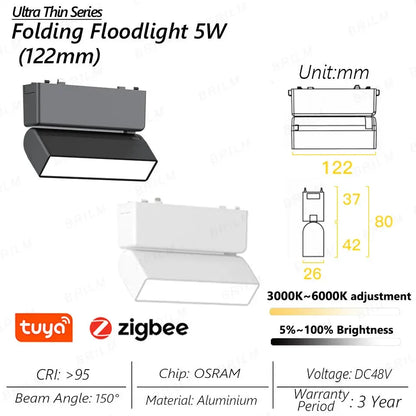 spot lumineux intelligent magnétique tuya zigbee à intensité variable.