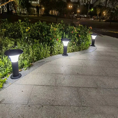 lampe de jardin ronde à led en acier inoxydable pour éclairage extérieur.