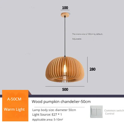suspension moderne en bois en forme de citrouille artisanale pour décoration.