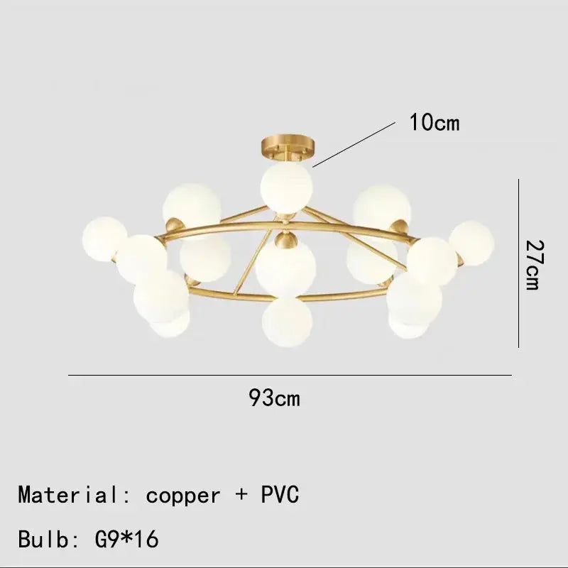 lustre moderne en acrylique et laiton noir doré pour éclairage intérieur.