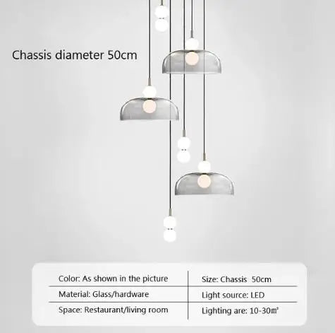 suspension en verre nordique pour décoration intérieure moderne.