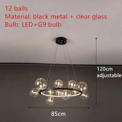 lustre en métal avec boule en verre pour décoration intérieure Rayonnia  Luminaire Rayonnia