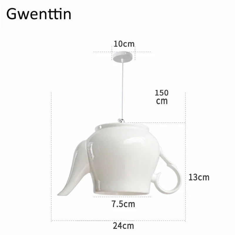 suspension en céramique moderne en forme de théière décorative.