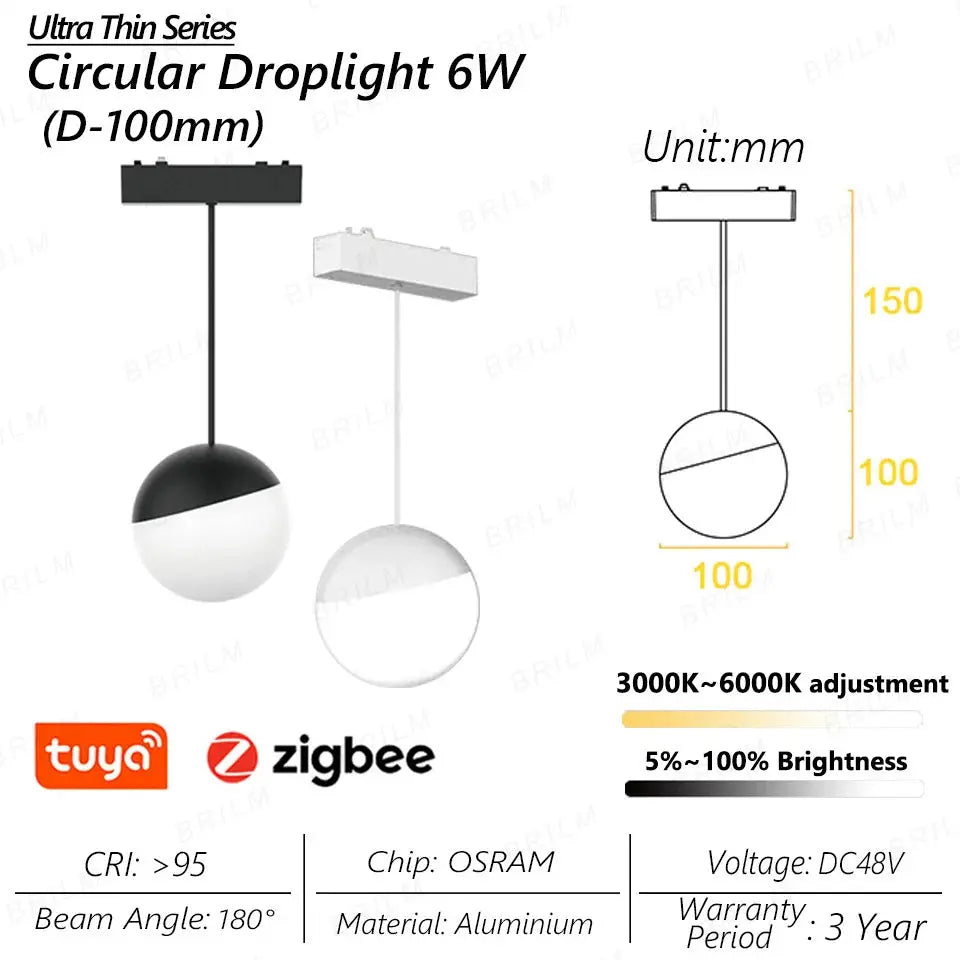 spot lumineux intelligent magnétique tuya zigbee à intensité variable.