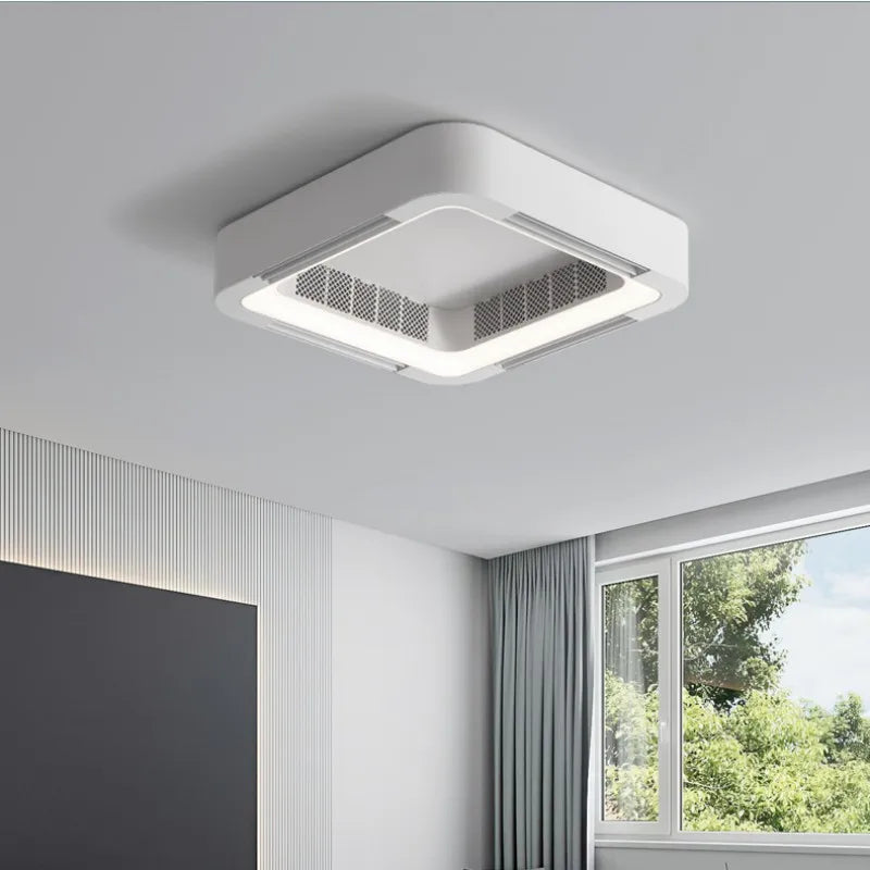 plafonnier led moderne avec ventilateur et télécommande.