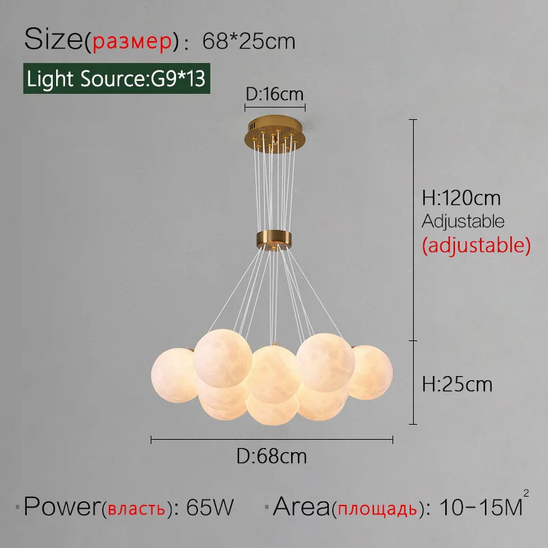 lustre nordique design planète lune avec bulles suspendu décoratif.