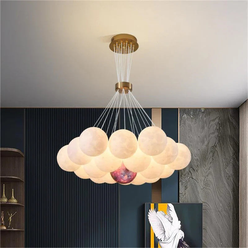 lustre nordique design planète lune avec bulles suspendu décoratif.