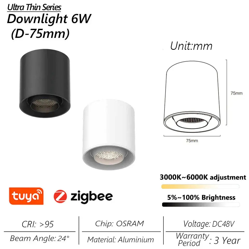 spot lumineux intelligent magnétique tuya zigbee à intensité variable.