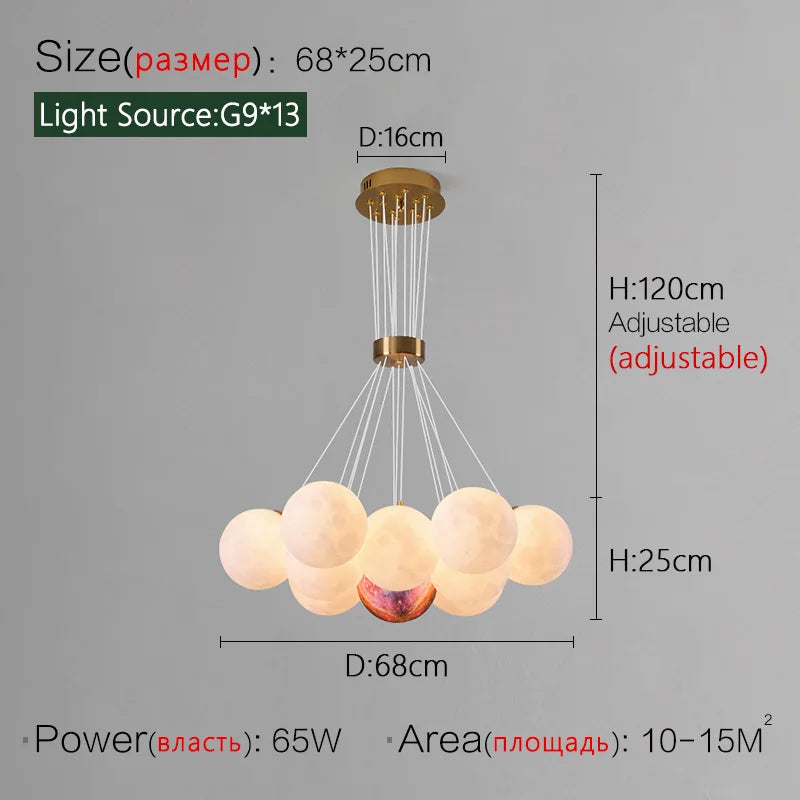 lustre nordique design planète lune avec bulles suspendu décoratif.