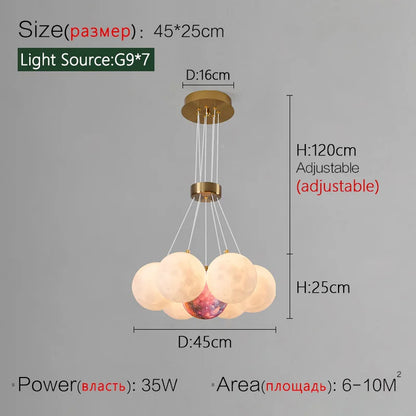 lustre nordique design planète lune avec bulles suspendu décoratif.