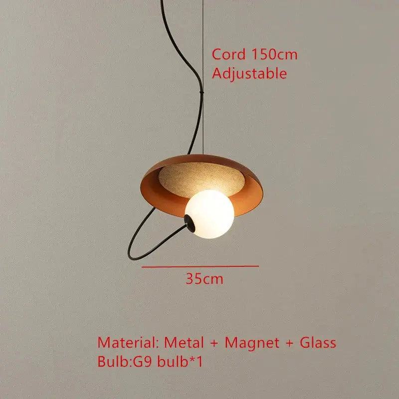 suspension led 3d design avec boule mobile et cordon ajustable.