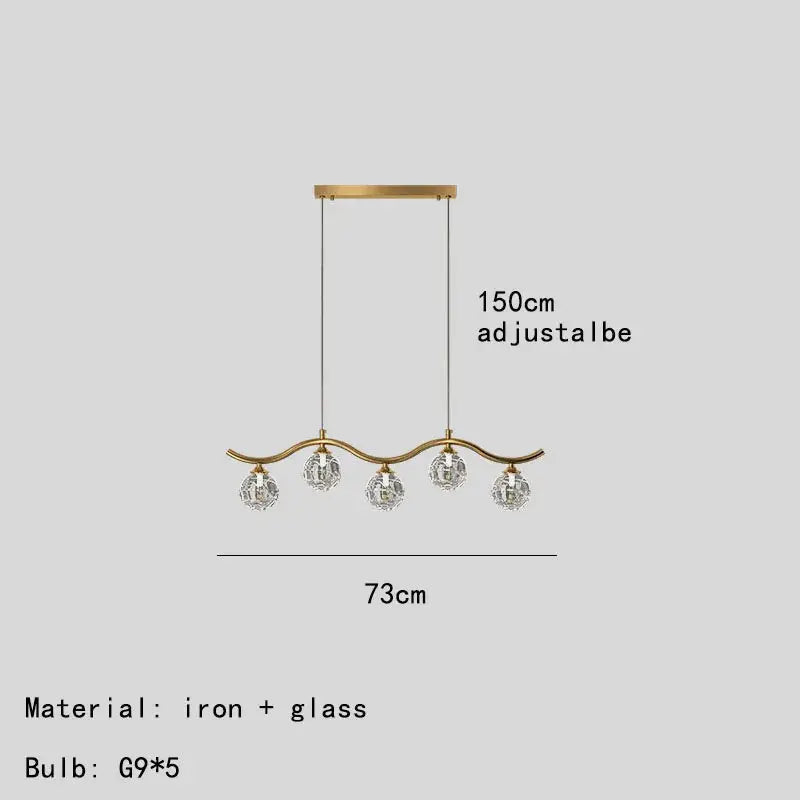 suspension moderne en verre et métal pour intérieur.