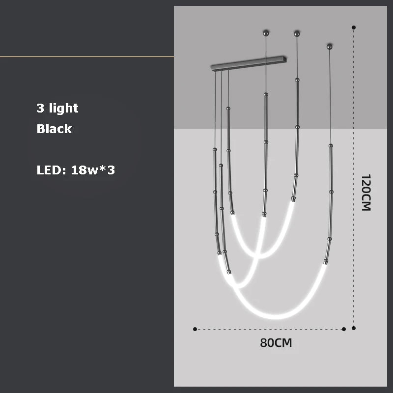 lustre linéaire à led design en acier inoxydable minimaliste.