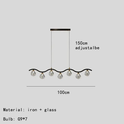 suspension moderne en verre et métal pour intérieur.