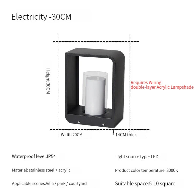 lampe de jardin solaire moderne pour éclairage extérieur décoratif.