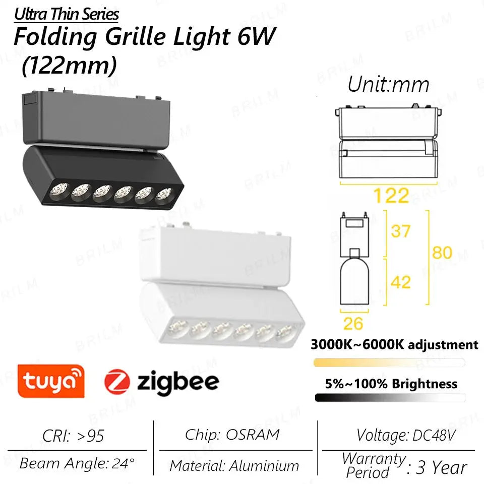 spot lumineux intelligent magnétique tuya zigbee à intensité variable.