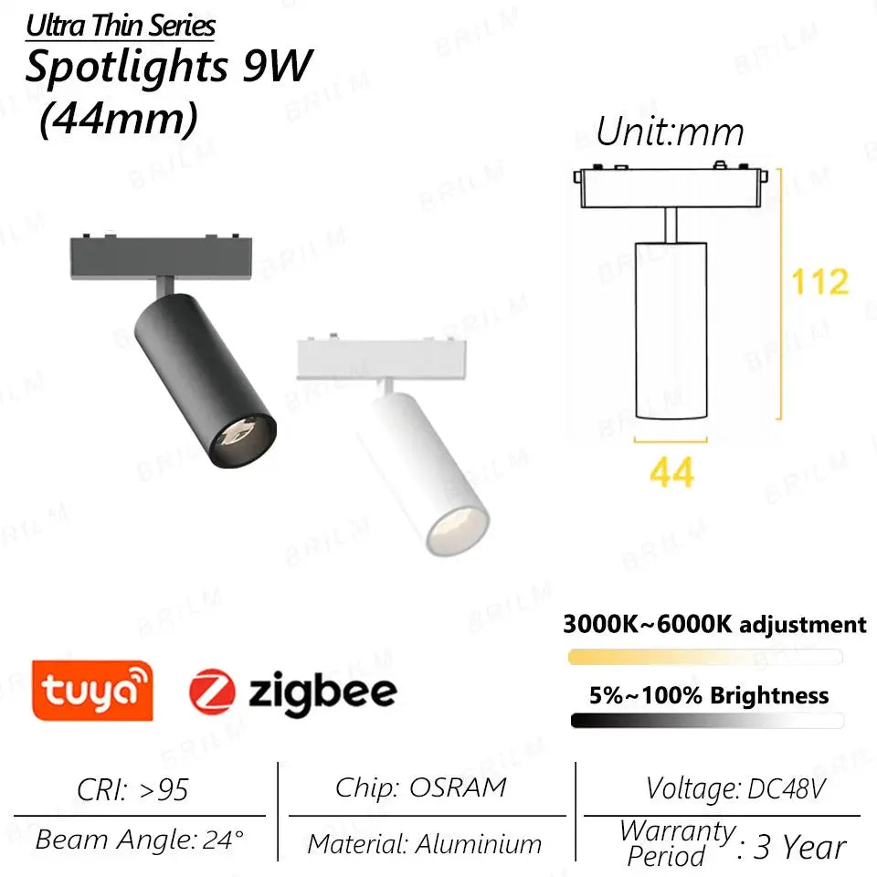 spot lumineux intelligent magnétique tuya zigbee à intensité variable.