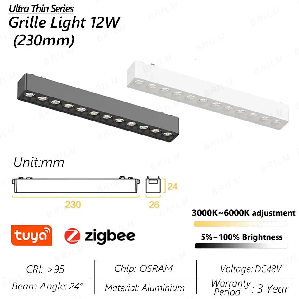 spot lumineux intelligent magnétique tuya zigbee à intensité variable.