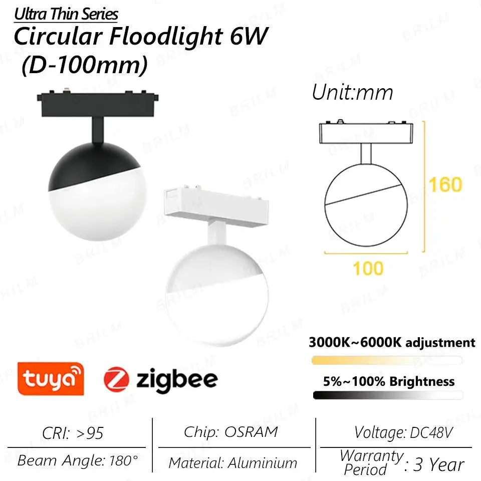 spot lumineux intelligent magnétique tuya zigbee à intensité variable.