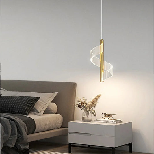 lustre moderne nordique twist light en acrylique pour intérieur élégant.