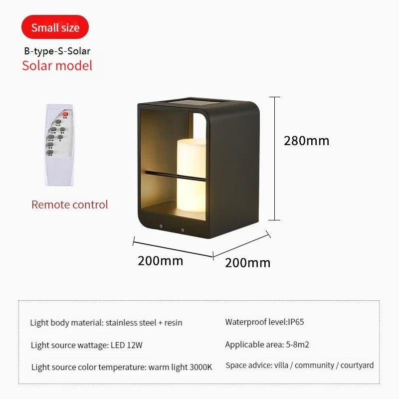 lampe de jardin solaire moderne pour éclairage extérieur décoratif.