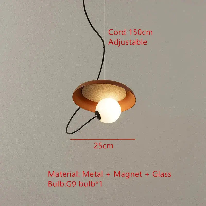 suspension led 3d design avec boule mobile et cordon ajustable.