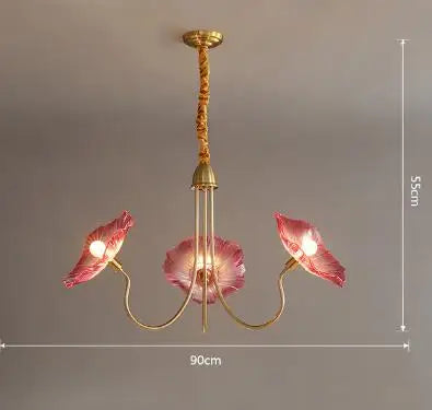 lustre moderne en verre en forme de fleur de lotus avec led.