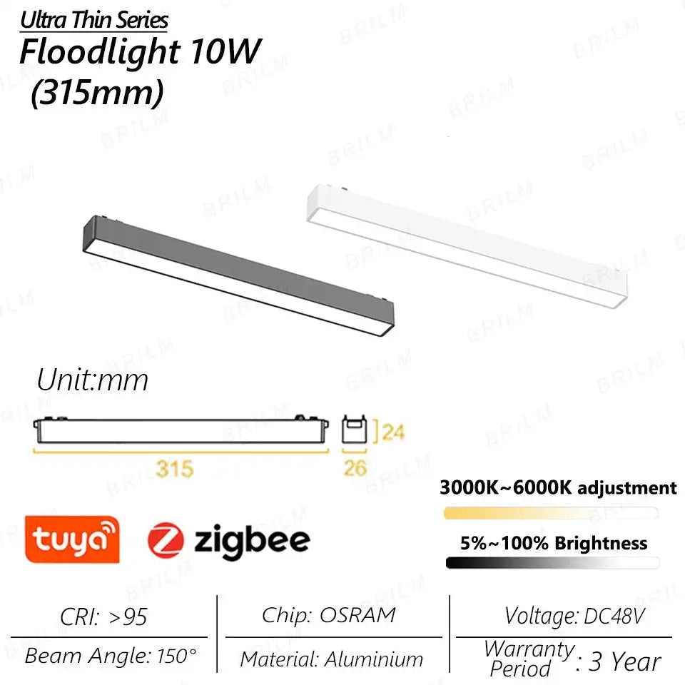 spot lumineux intelligent magnétique tuya zigbee à intensité variable.