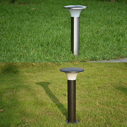 lampe de jardin ronde à led en acier inoxydable pour éclairage extérieur.