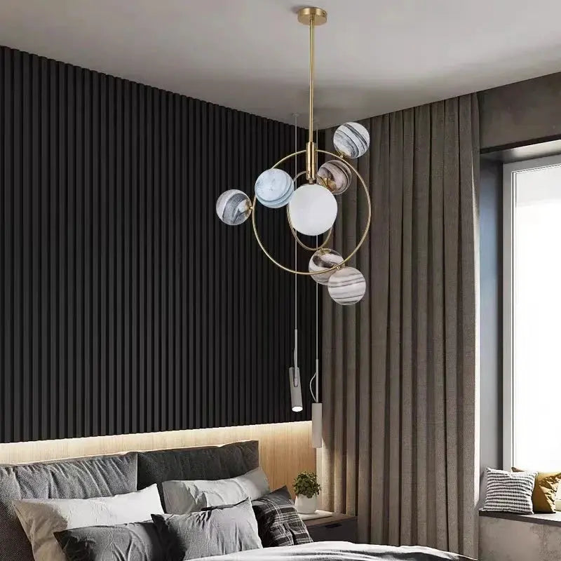 lustre à led design artistique pour décoration moderne intérieure.