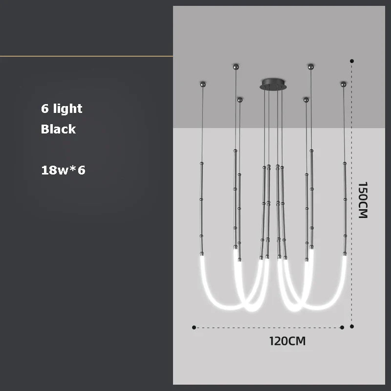 lustre linéaire à led design en acier inoxydable minimaliste.