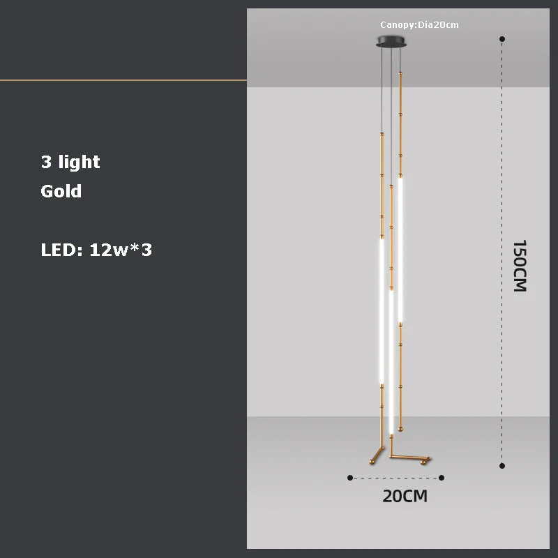 lustre linéaire à led design en acier inoxydable minimaliste.