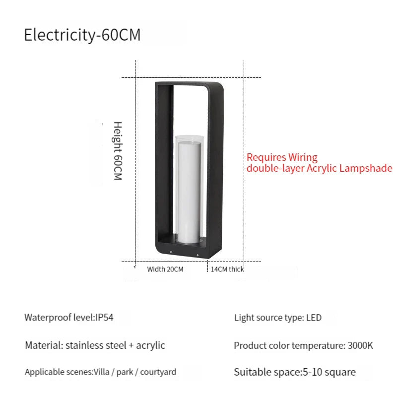 lampe de jardin solaire moderne pour éclairage extérieur décoratif.