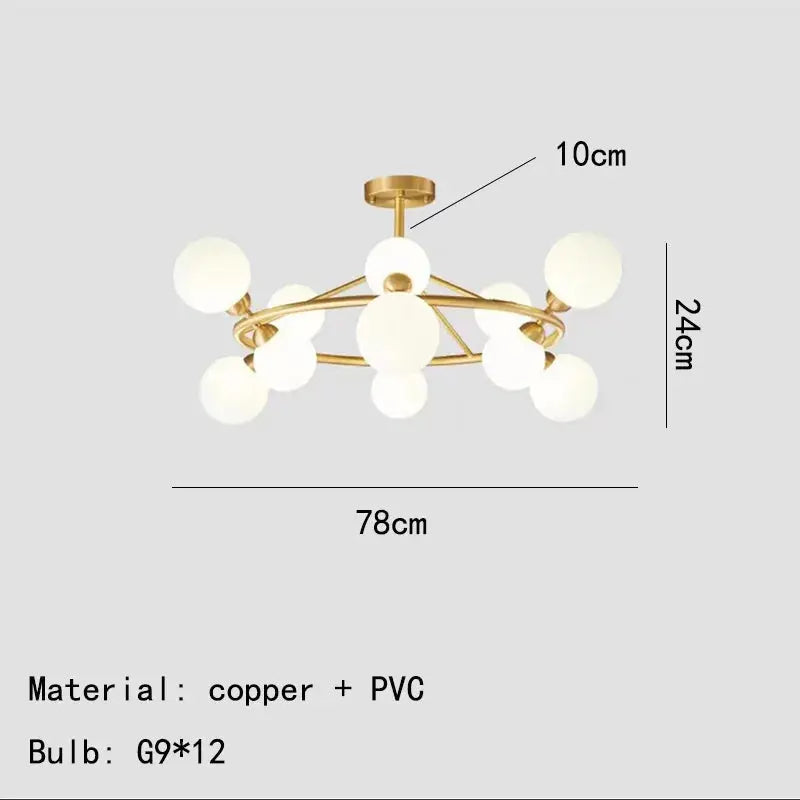 lustre moderne en acrylique et laiton noir doré pour éclairage intérieur.