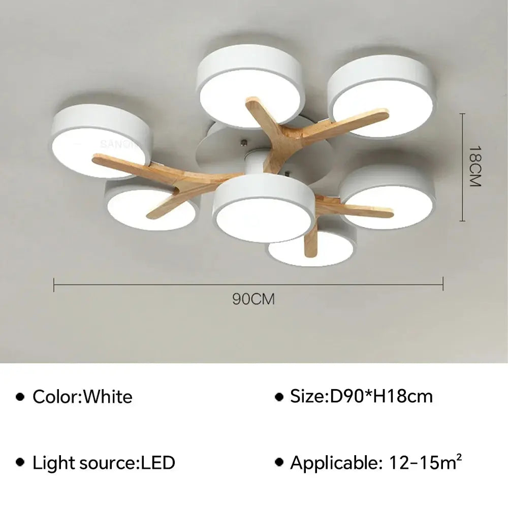 plafonnier led design nordique en bois pour décoration intérieure.