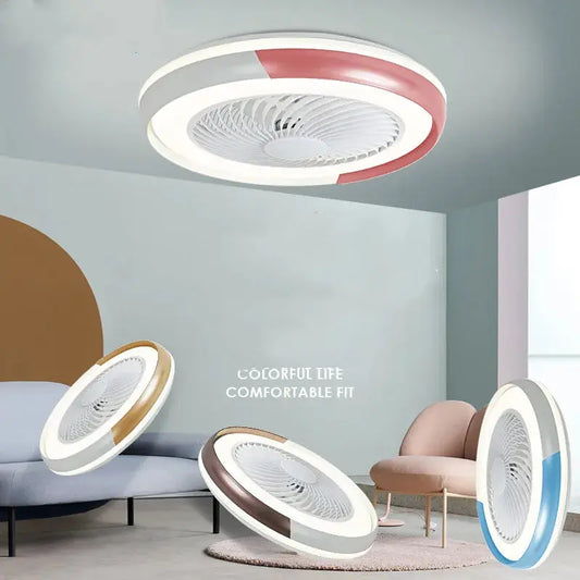 plafonnier moderne nordique avec ventilateur led intelligent et silencieux.