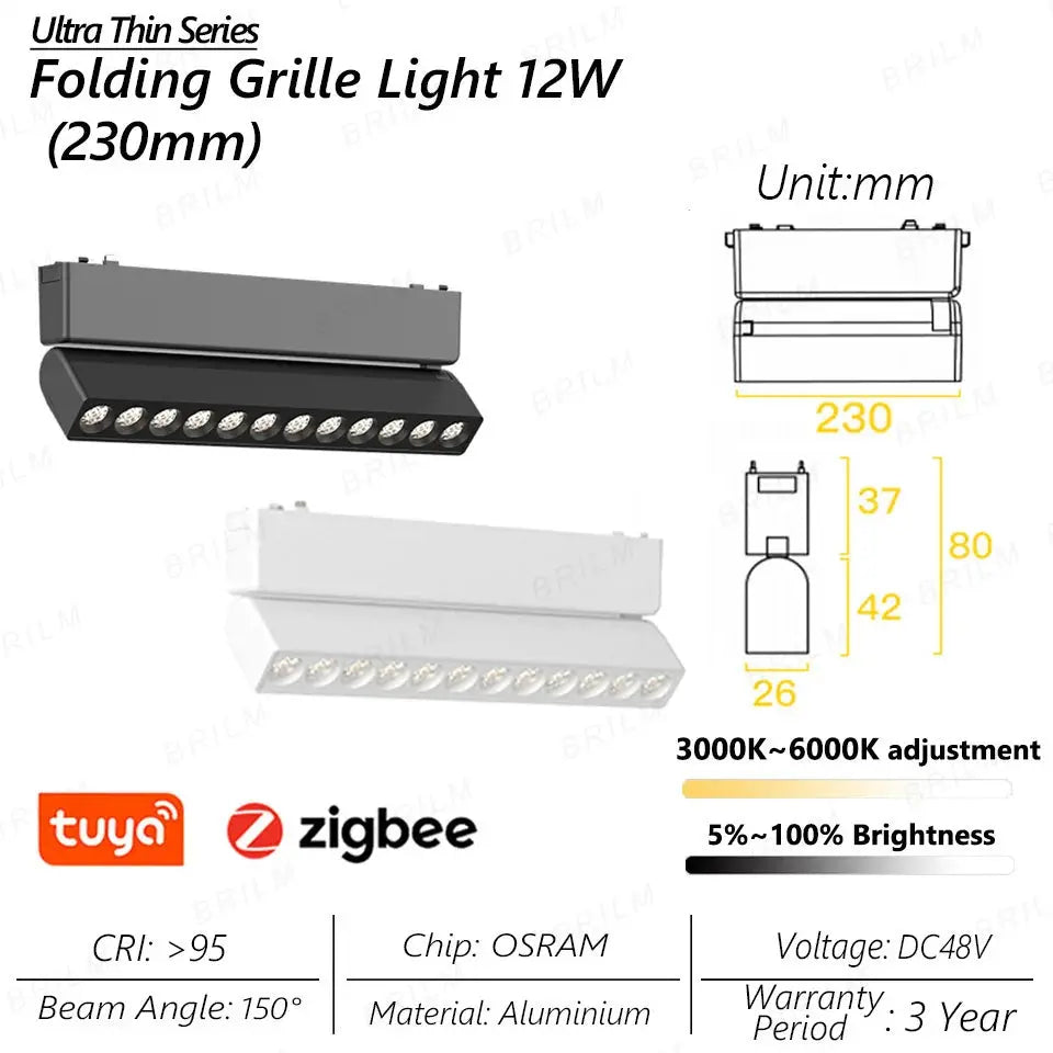 spot lumineux intelligent magnétique tuya zigbee à intensité variable.