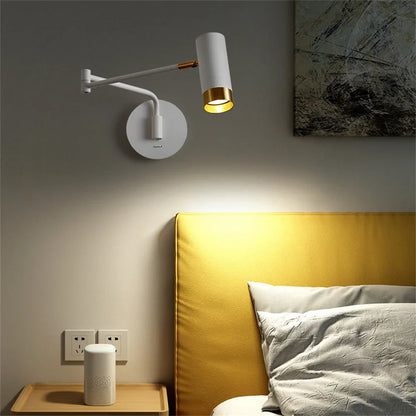 applique murale led pivotante avec interrupteur et bras flexible.